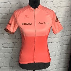 Cuore Strava salmon color cycling jersey. Size small